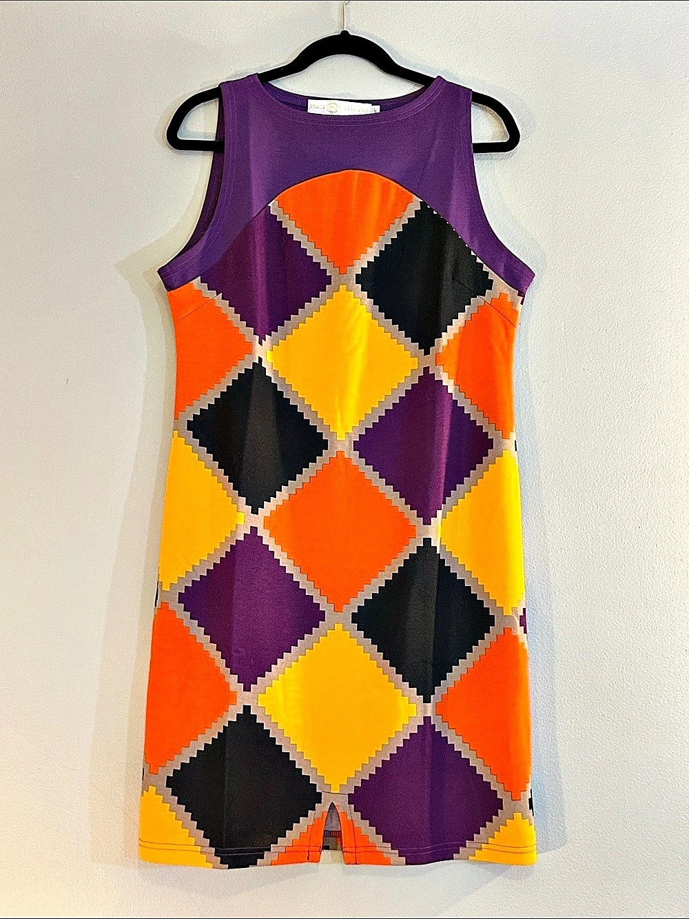 NWOT Tracy Negoshean Geometric Dress in Purple Orange yellow Size Large